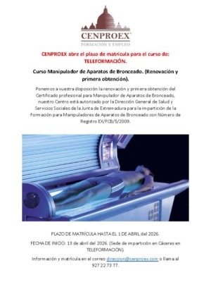 Curso Manipulador de Aparatos de Bronceado